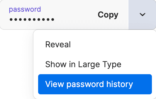 パスワードの欄のメニュー