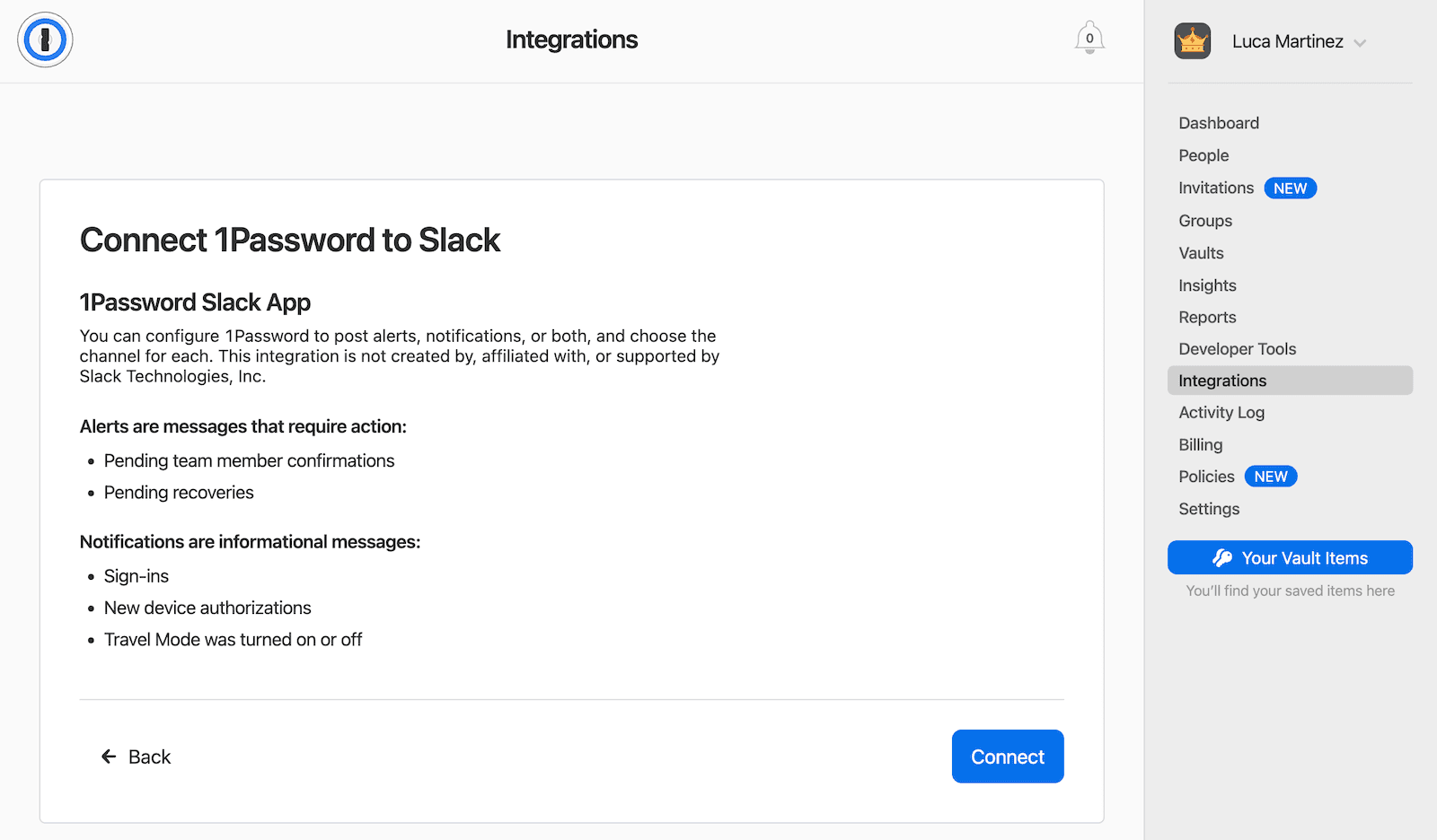 Slackの接続画面