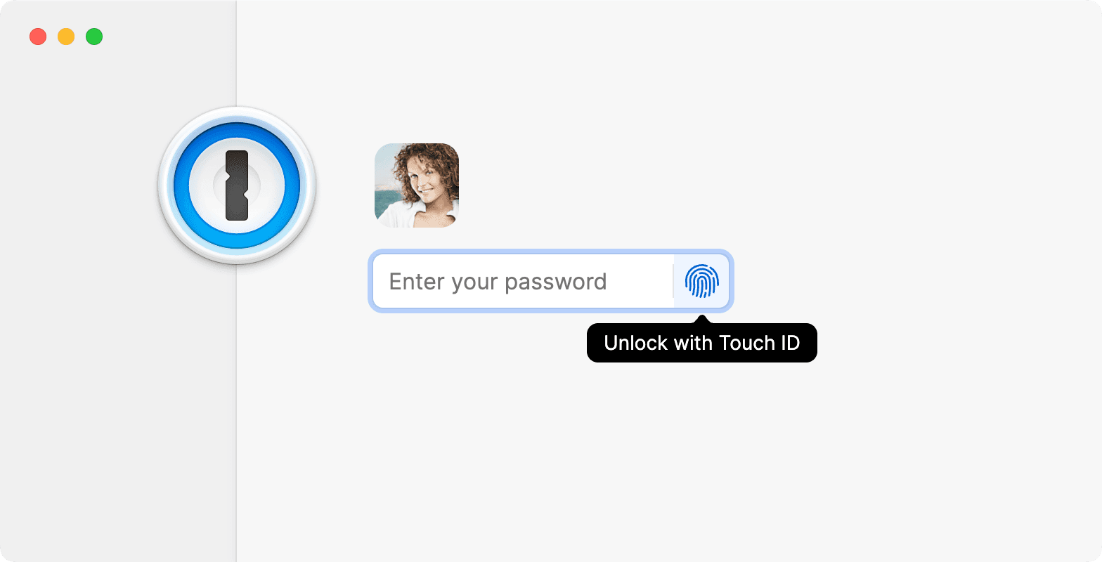 Mac版アプリのロック画面にTouch IDのボタンが出ている画面