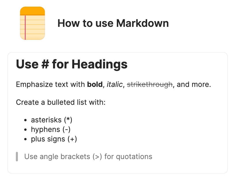 Markdownで書式を付けたメモの表示