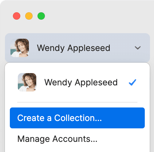 アカウントのメニューからコレクションを作る画面